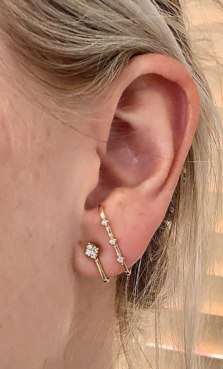 Boucle d'oreille double Carré d'As